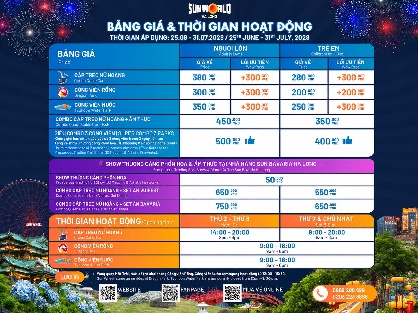 Sun World Ha Long cũng triển khai các gói kết hợp Cáp treo Nữ Hoàng với ẩm thực hoặc nhiều khu vui chơi với giá ưu đãi cho du khách (Nguồn: Sưu tầm)